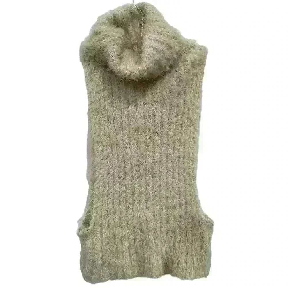 BLANC CLOTHING Turtle Neck Fuzzy Knit Sweater Sleeveless Open Side Size M - Picture 2 of 6